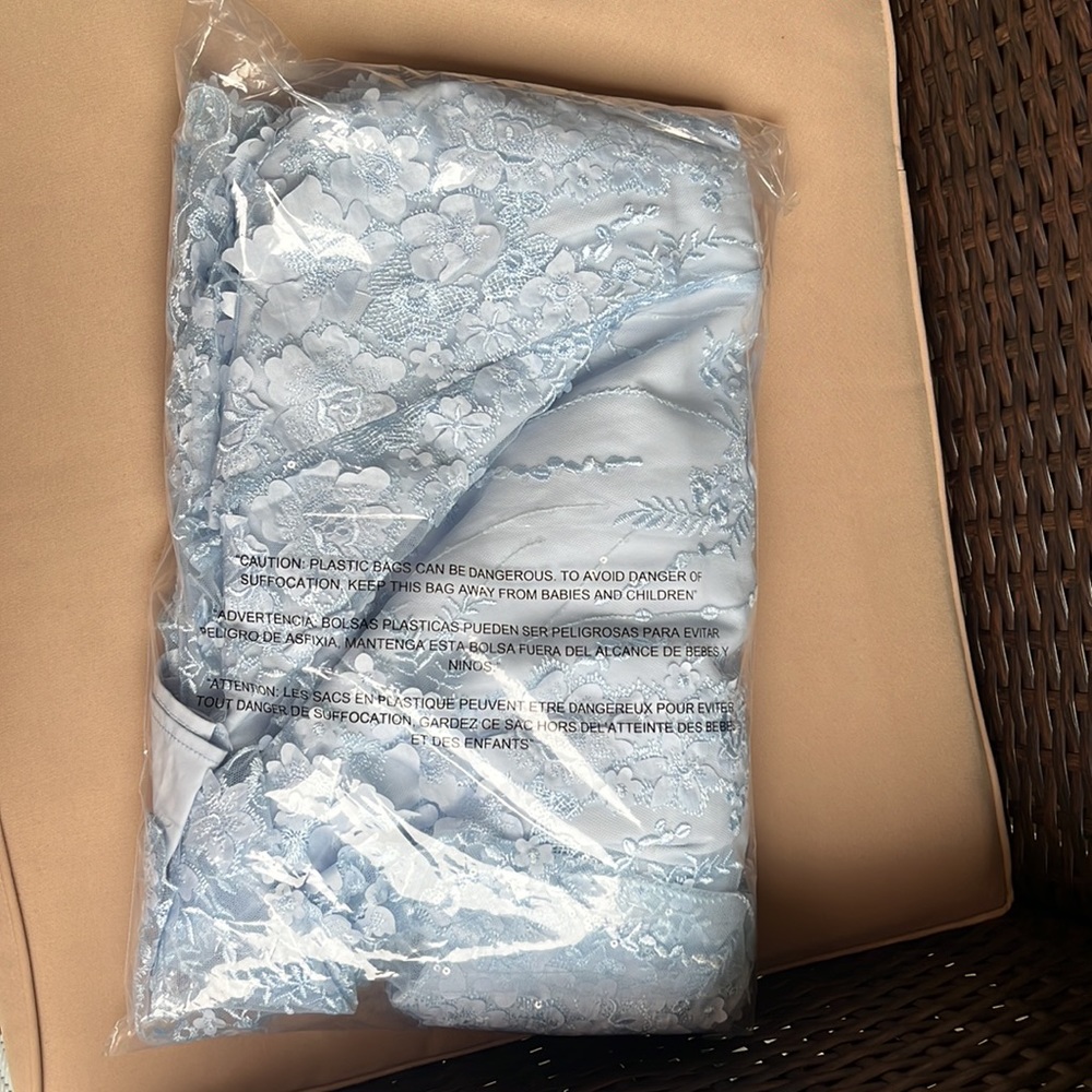 NWT Baby Blue Lace Maternity Dress with Embroidered Flowers - Picture 7 of 7